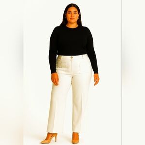 Beige Wide Leg Patch Pockets Dress Pants 16 CorpCore  Wedding Office Party